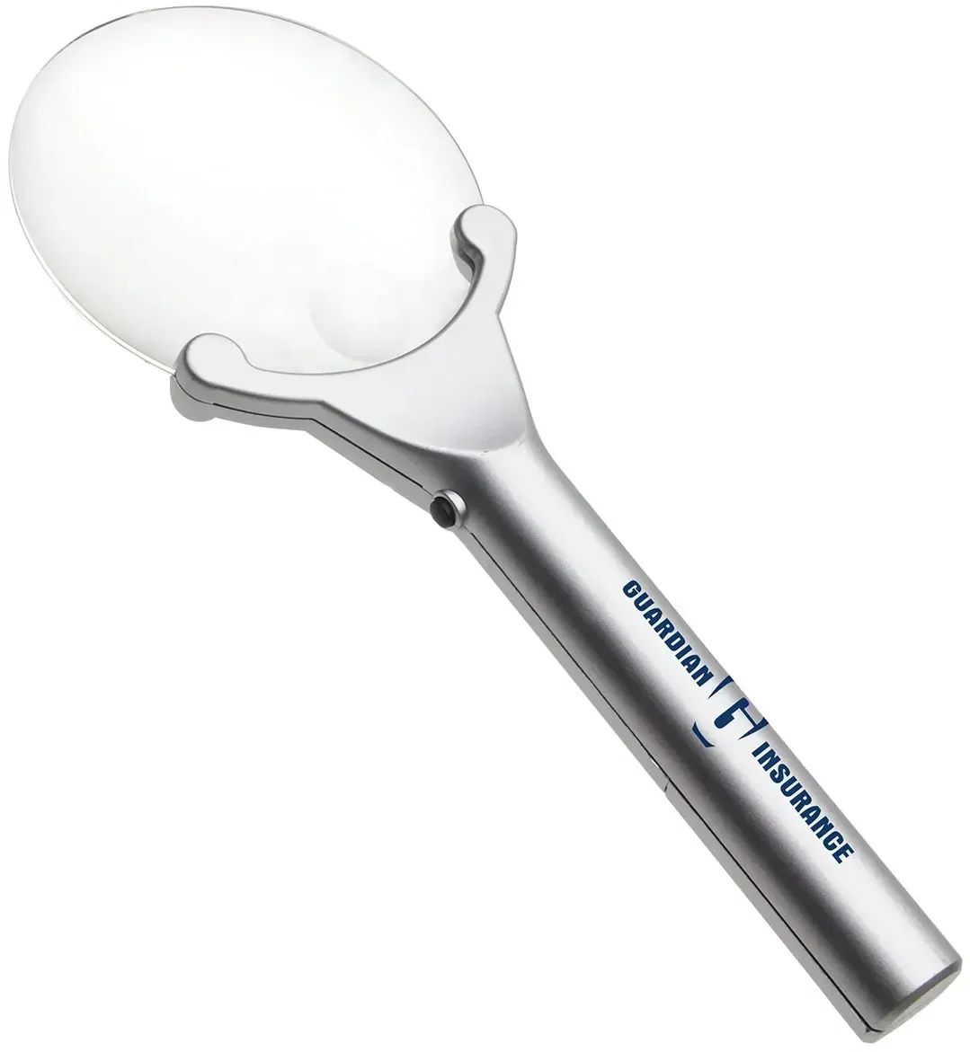 Crystal Clear Dual-Lens LED custom magnifier front view, branded lighted magnifier for reading