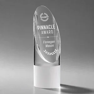 Crystal Cylinder Award with Ivory-Look White Section