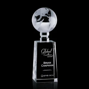 Crystal Globe Award on a Tall Stand