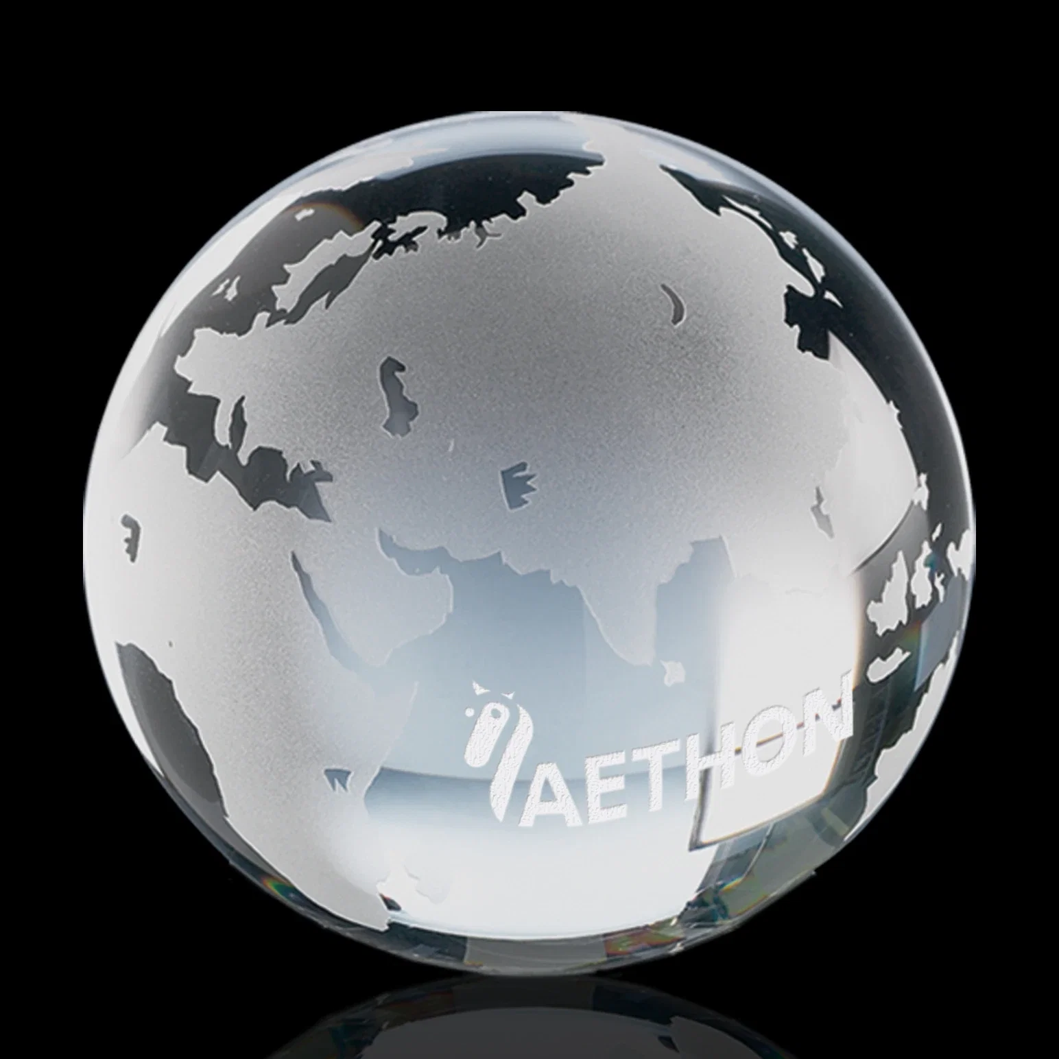 Crystal Globe Paperweight with Frosted Continents — view 2
