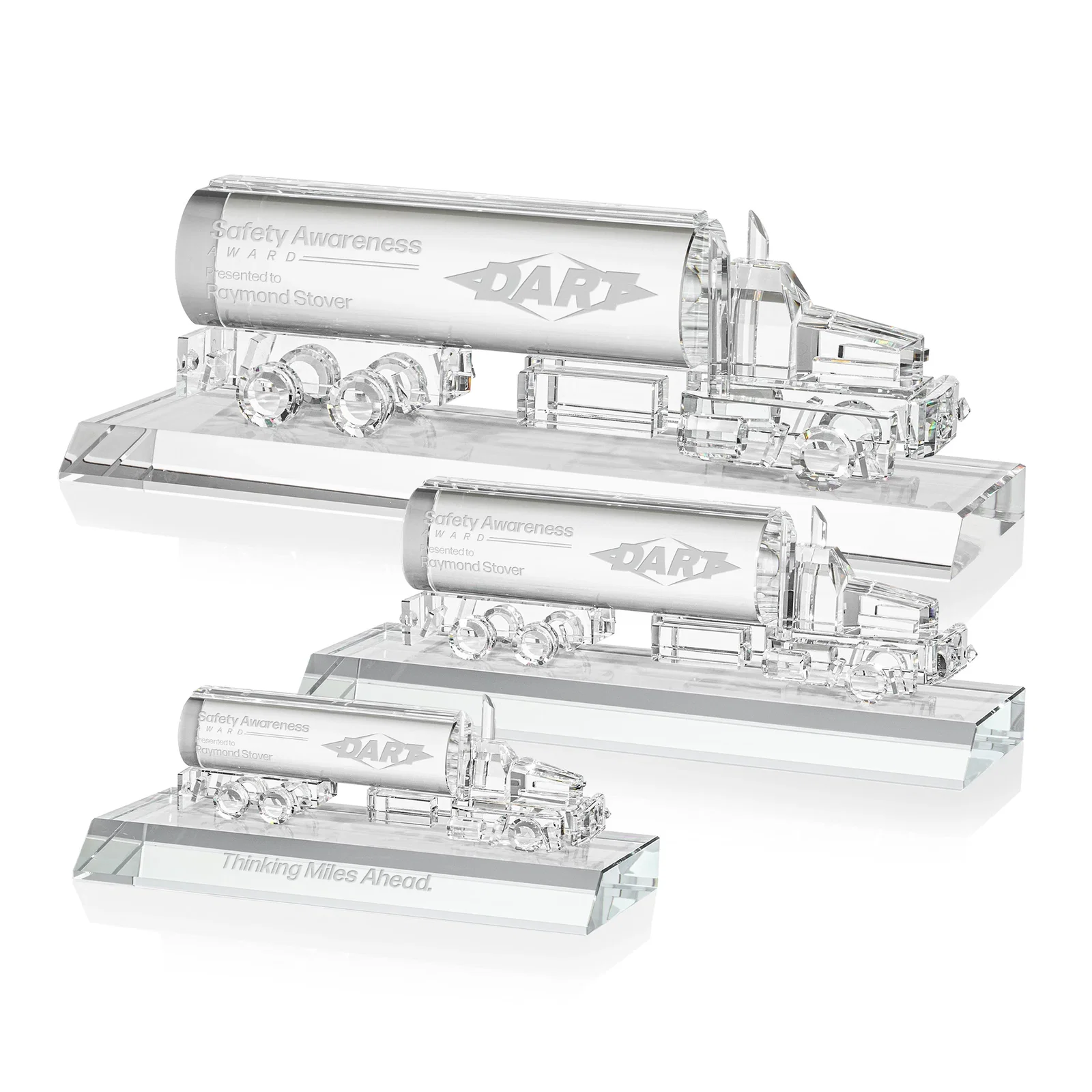 Custom Optical Crystal Oil Tanker Award on Matching Crystal Base, awards for employee recognition