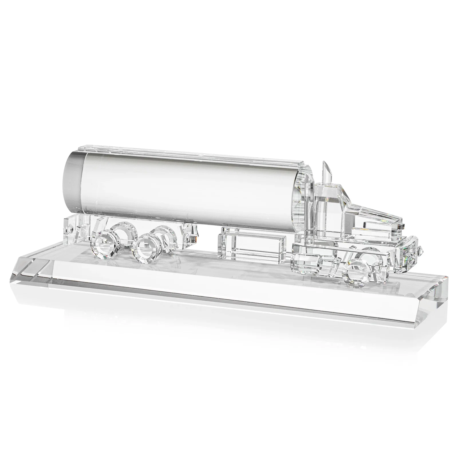 Custom Optical Crystal Oil Tanker Award on Matching Crystal Base, awards for company anniversary events