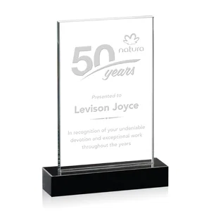 Crystal Rectangle Award on Black Base