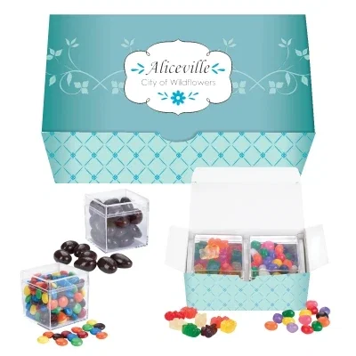 Single sweet cube shown apart from the set for scale