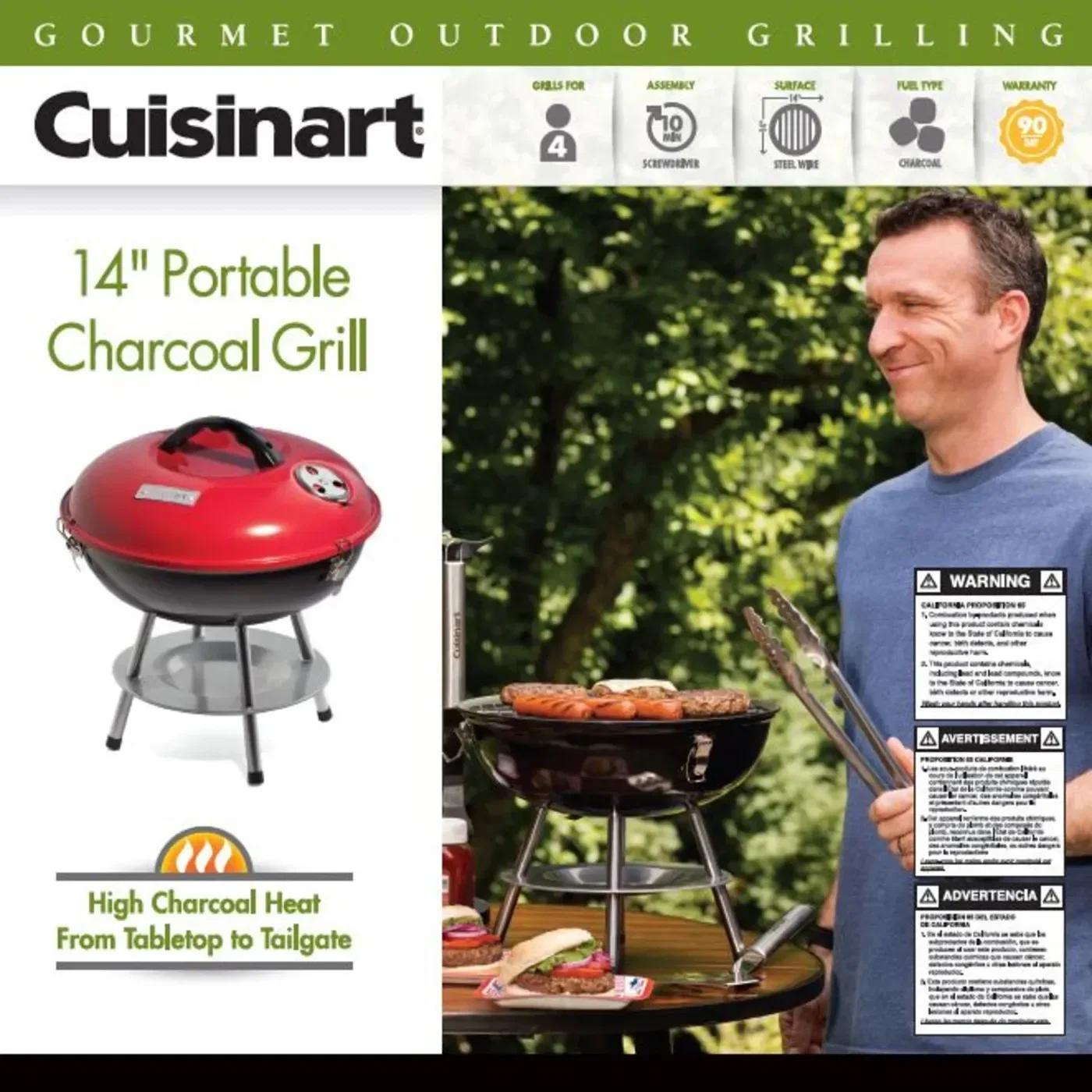 Cuisinart® 14" Charcoal Grill in use
