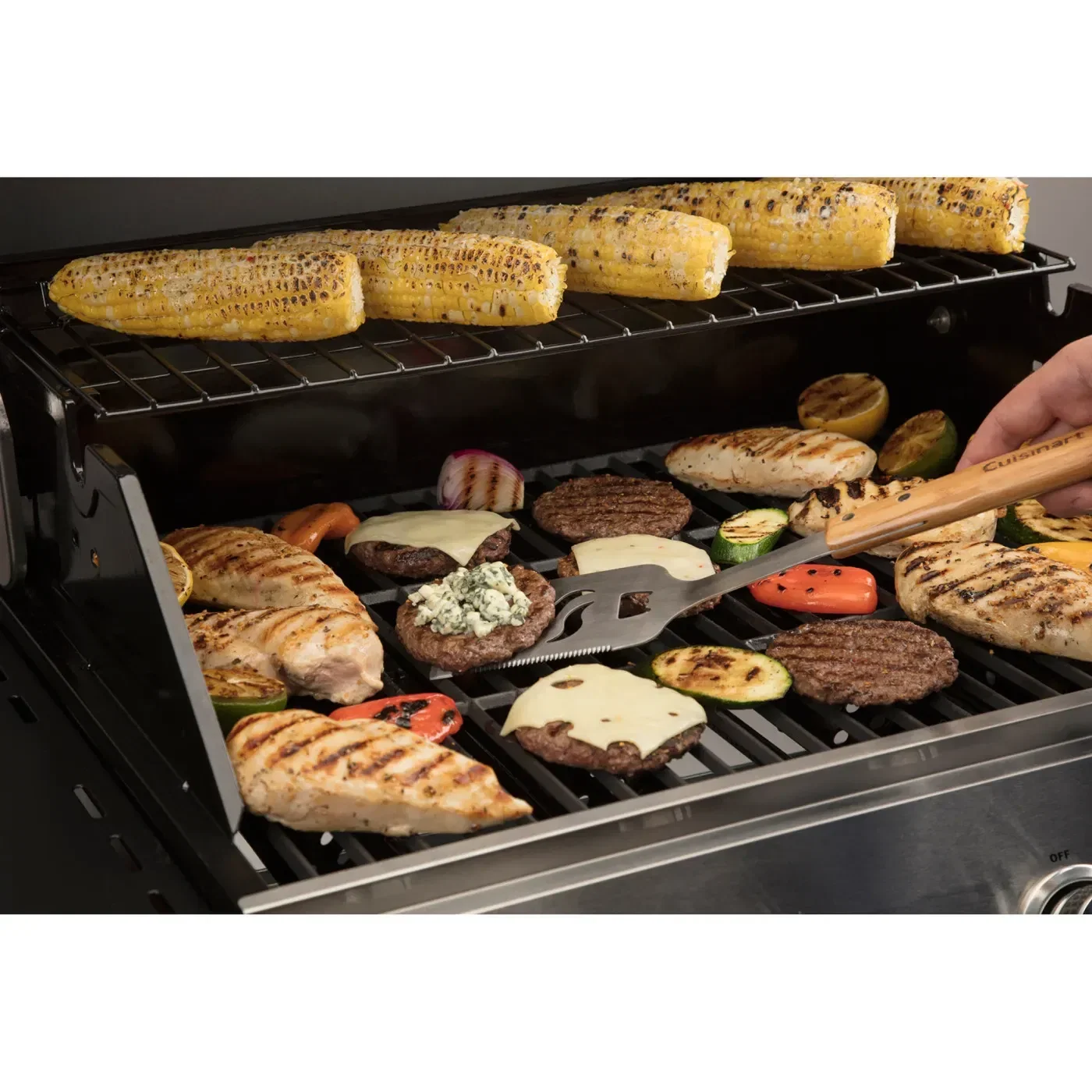 Cuisinart® Bamboo 13 PC Grill Tool Set in use