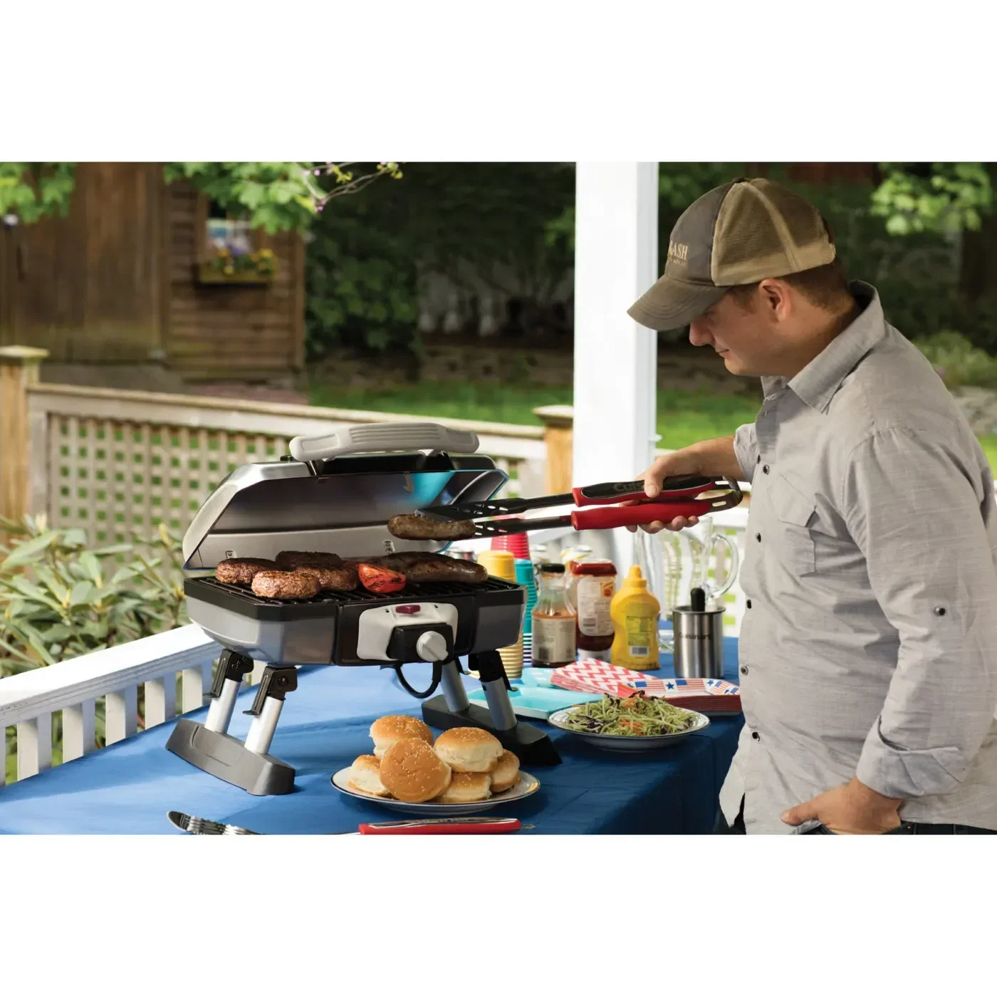 Cuisinart Outdoor® 4-Piece Grill Tool Set in use