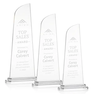Acrylic Award With Right-Facing Peak on Double-Stepped Base