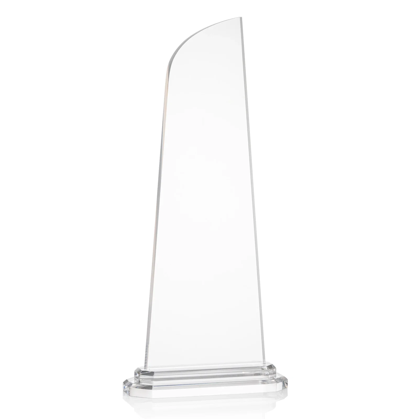 Personalized Acrylic Award With Right-Facing Peak on Double-Stepped Base for team milestone celebrations