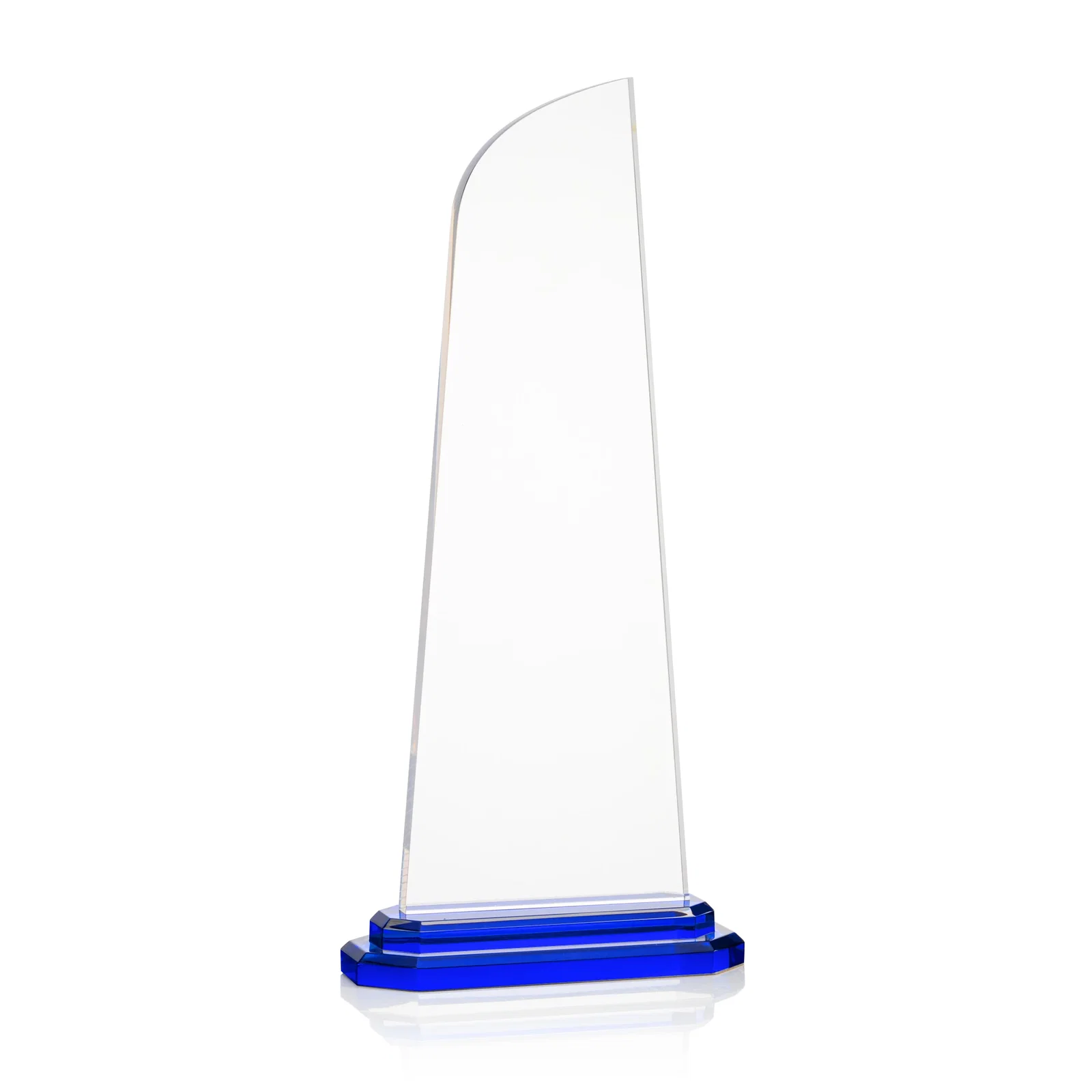 Personalized Acrylic Award With Right-Facing Peak on Double-Stepped Base for donor appreciation