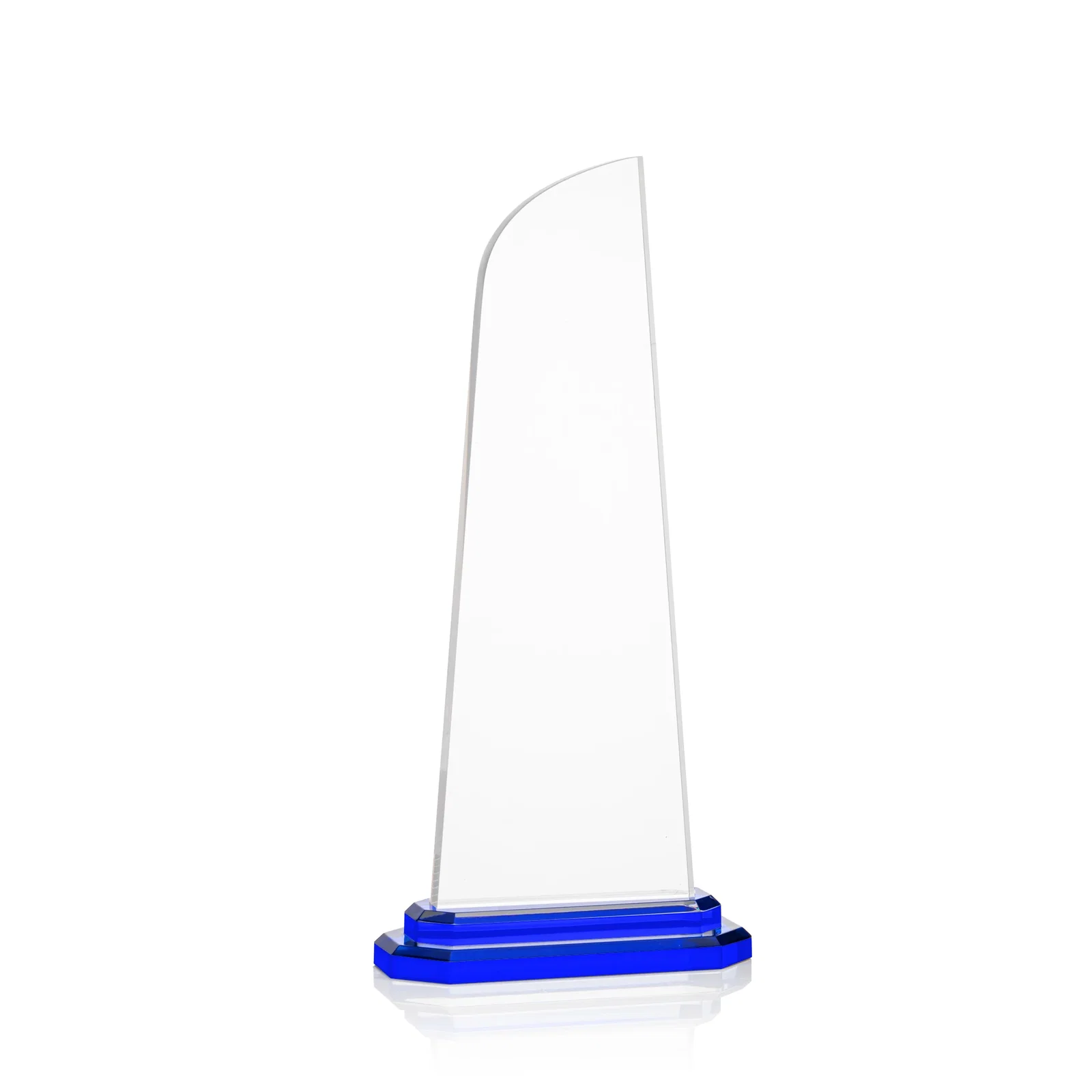 Personalized Acrylic Award With Right-Facing Peak on Double-Stepped Base for volunteer appreciation
