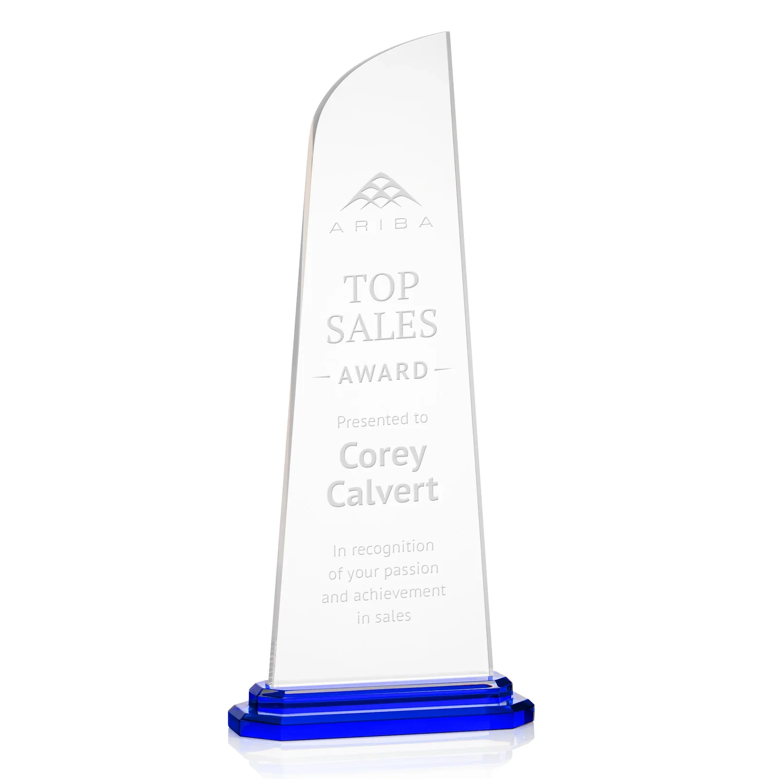 Custom Acrylic Award With Right-Facing Peak on Double-Stepped Base for graduation ceremonies