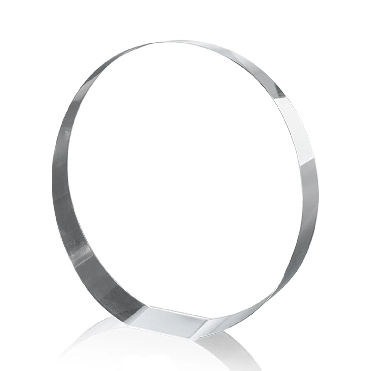 Custom Optical Crystal Circle Award with a Backward-Sloped Face for team milestone celebrations