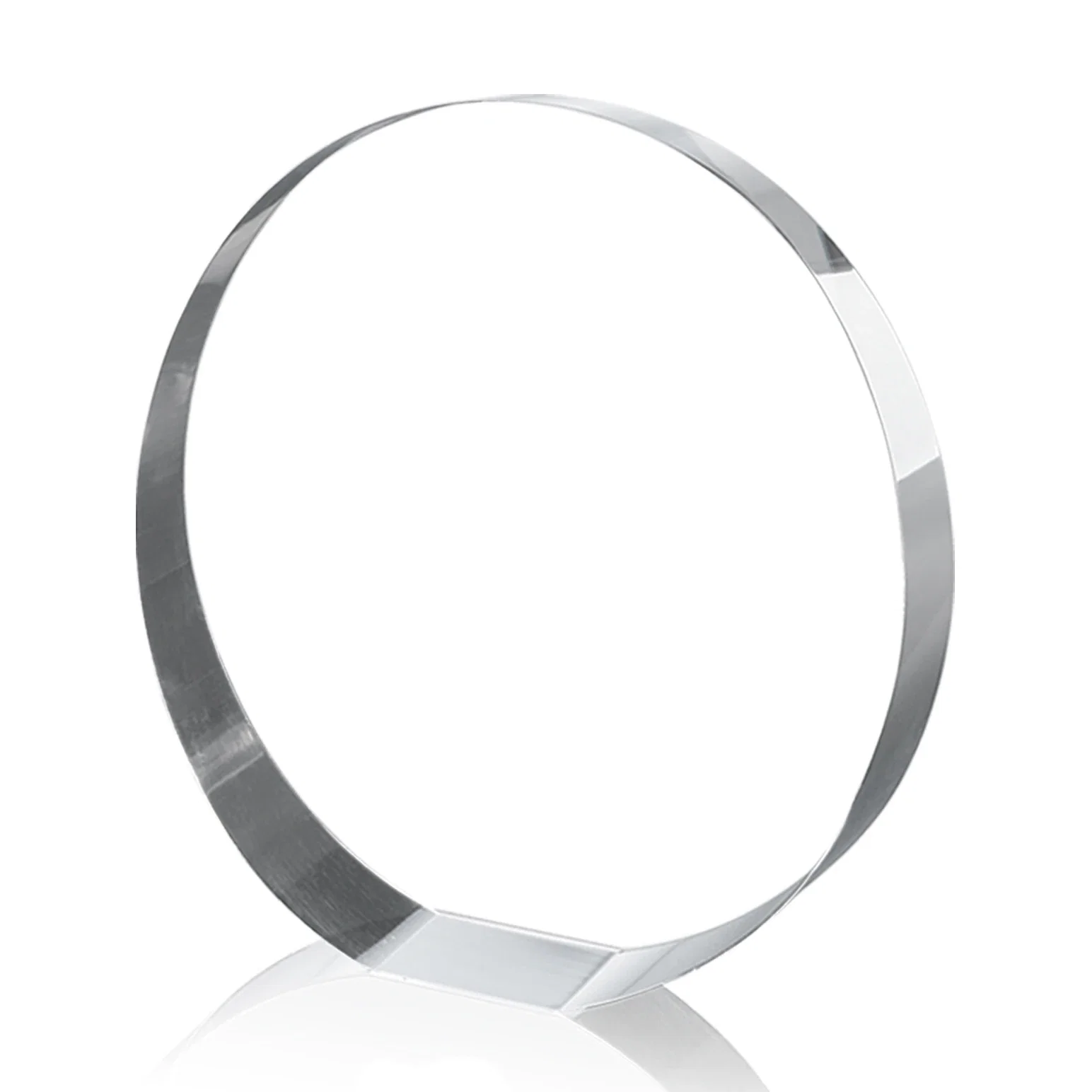 Custom Optical Crystal Circle Award with a Backward-Sloped Face for graduation ceremonies