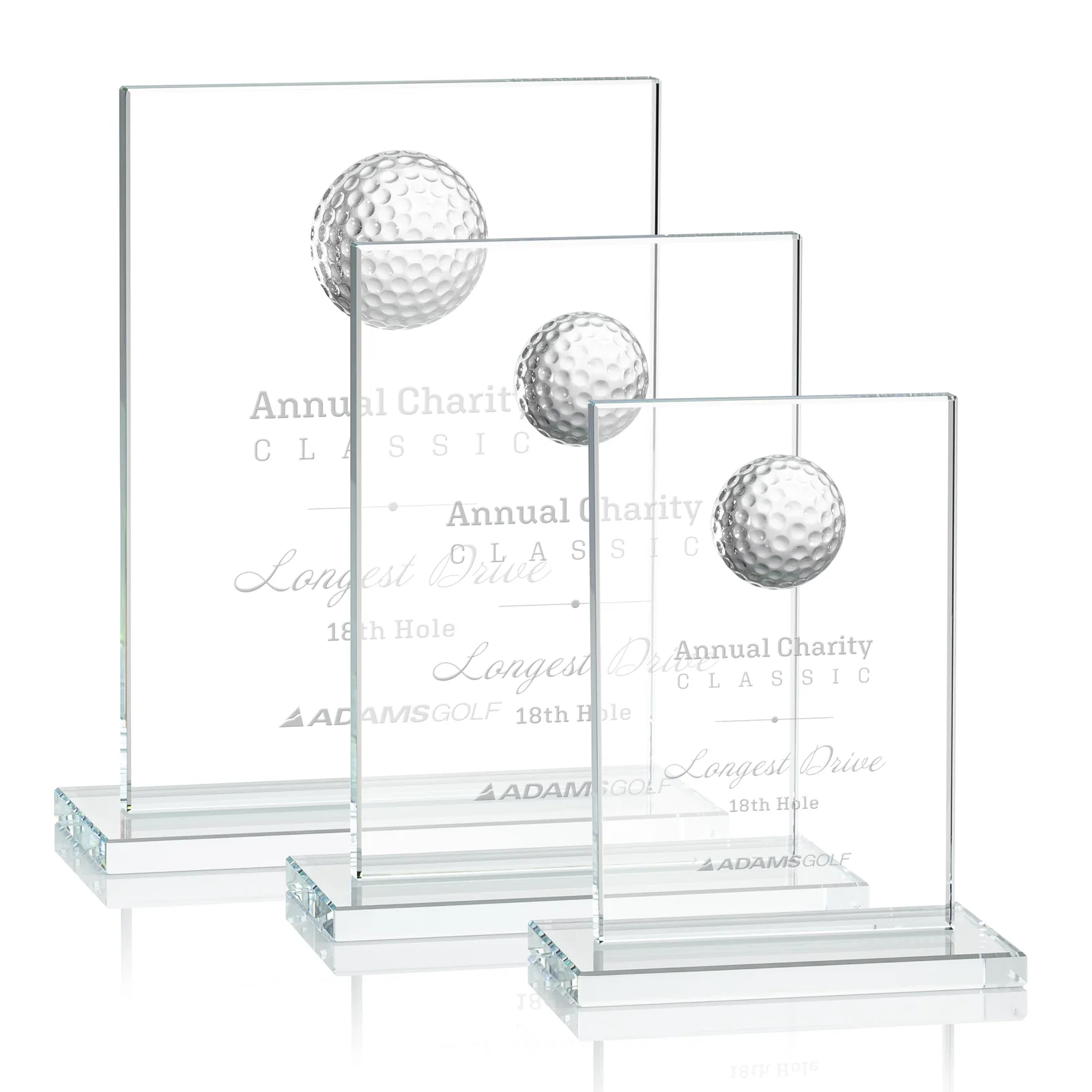 Custom Starfire Crystal Award with 3D Golf Ball on Clear Base for employee recognition