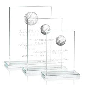 Starfire Crystal Award with 3D Golf Ball on Clear Base