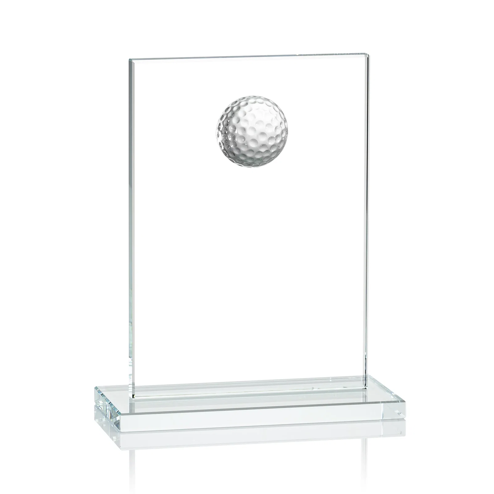 Personalized Starfire Crystal Award with 3D Golf Ball on Clear Base for team milestone celebrations