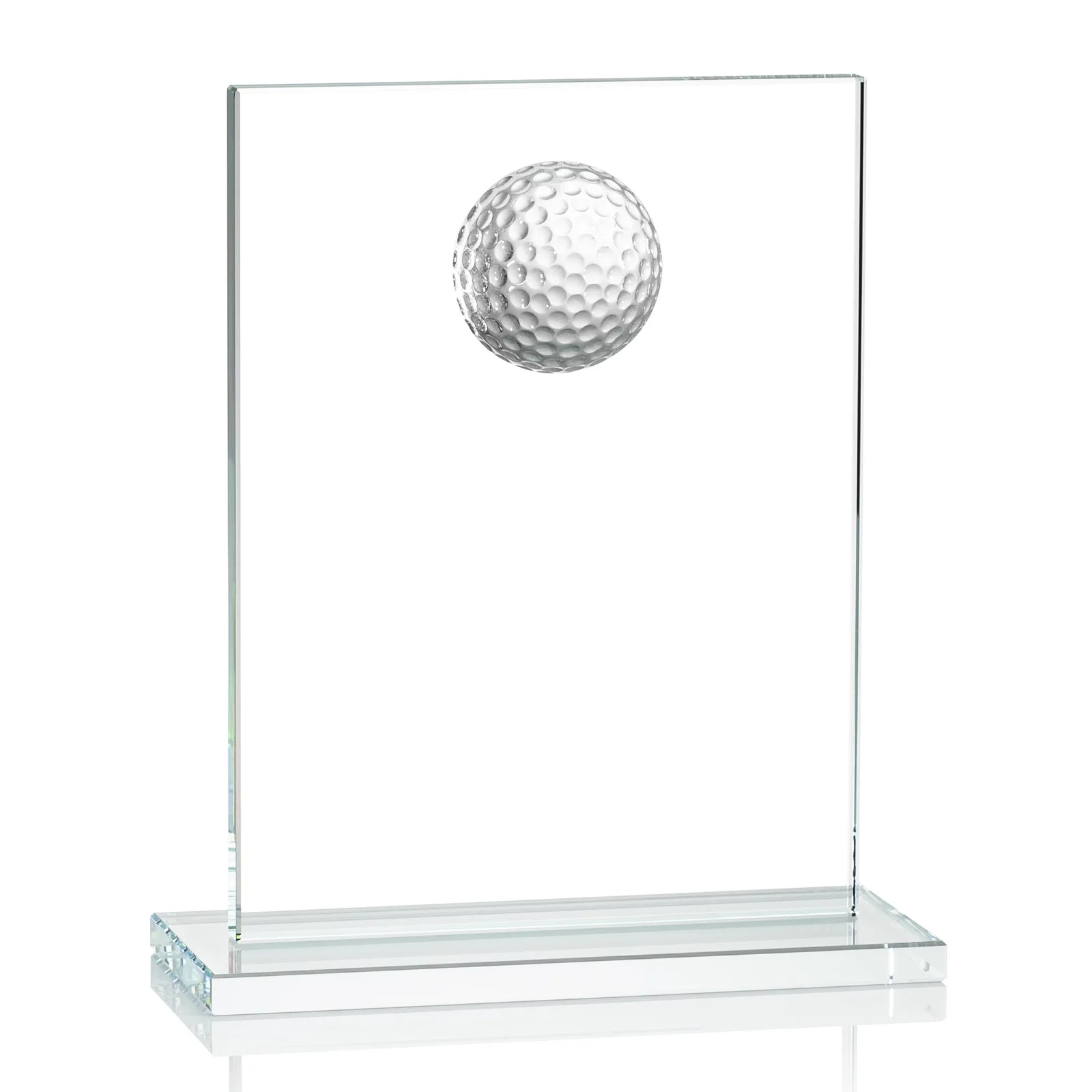 Personalized Starfire Crystal Award with 3D Golf Ball on Clear Base for donor appreciation