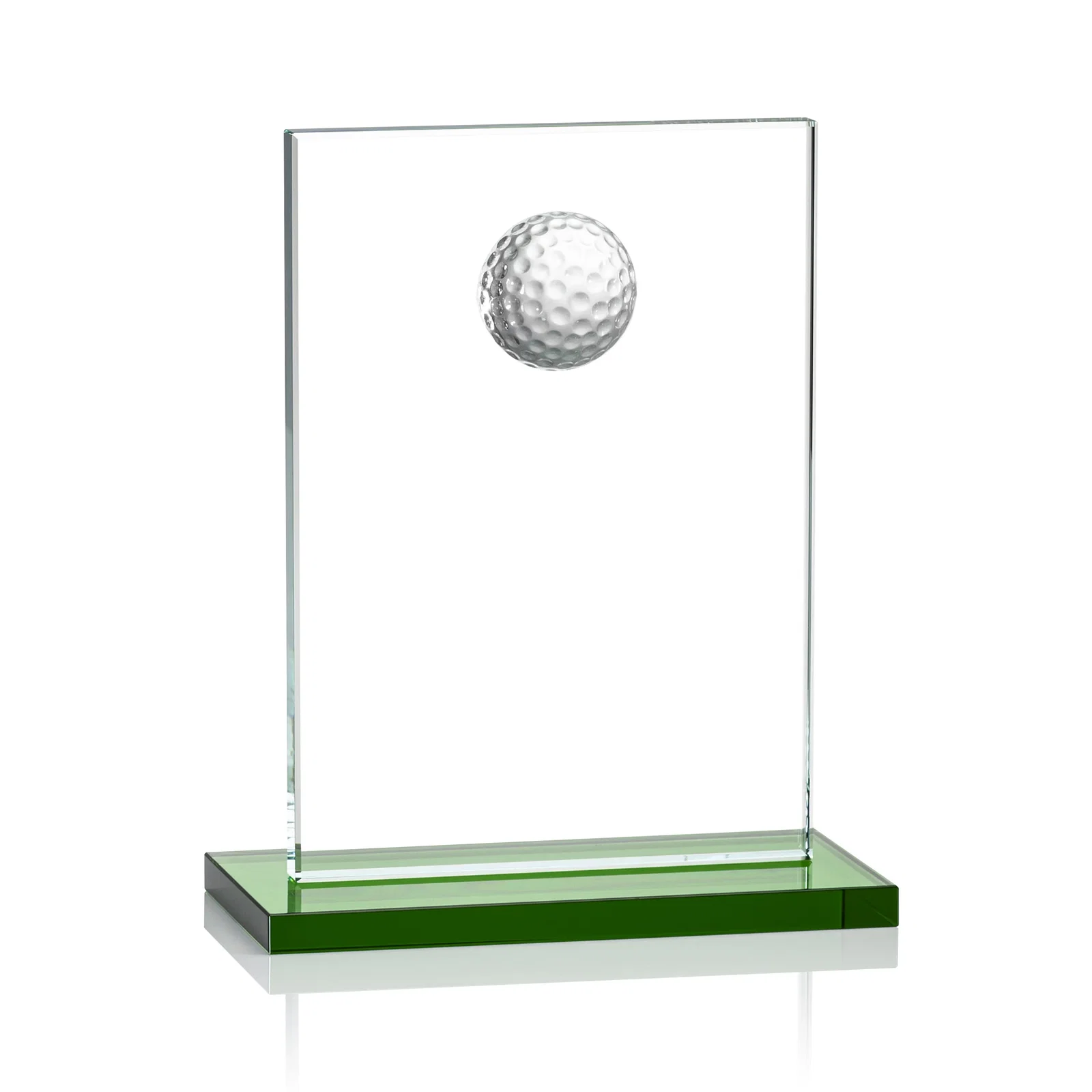 Personalized Starfire Crystal Award with 3D Golf Ball on Clear Base for safety achievement programs