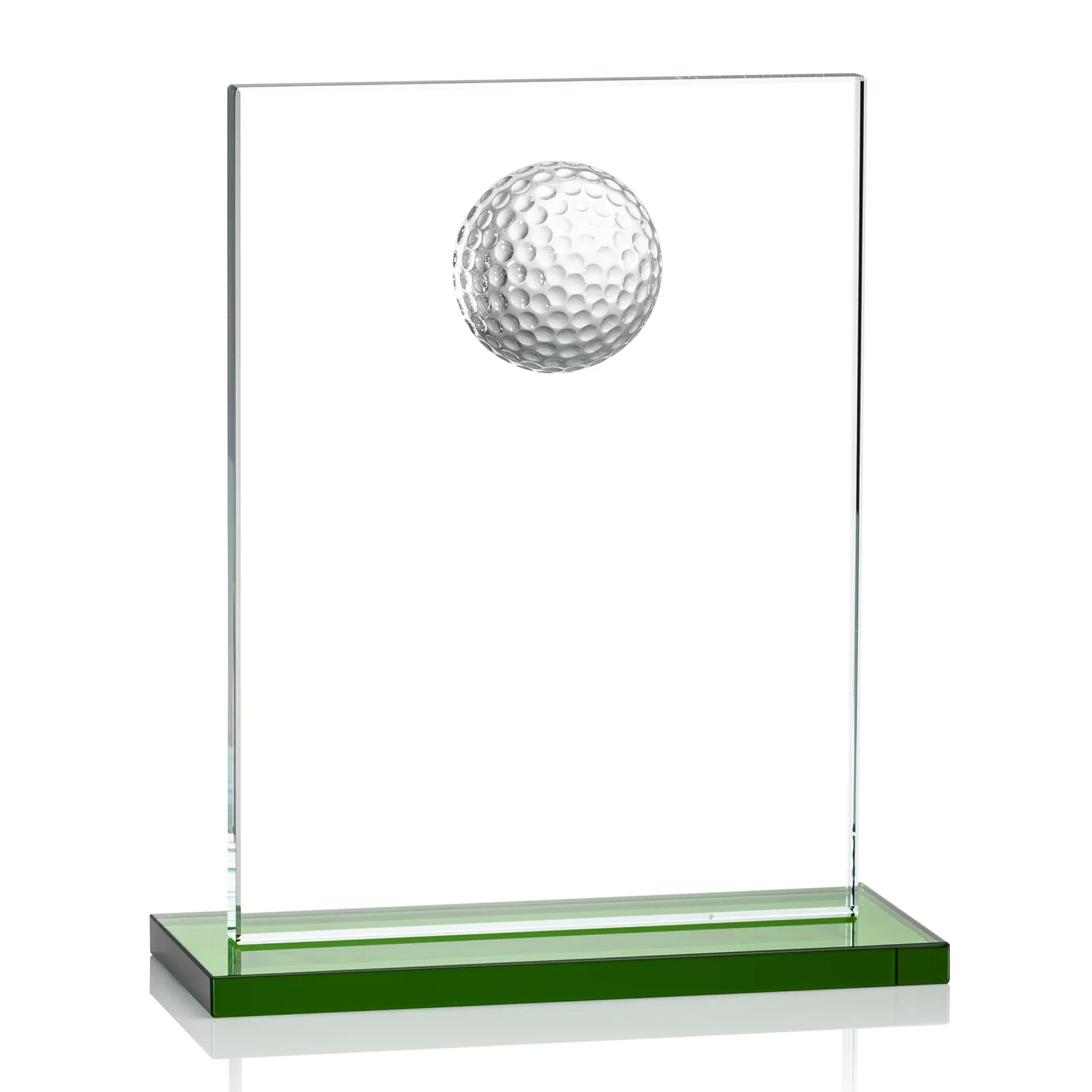 Personalized Starfire Crystal Award with 3D Golf Ball on Clear Base for volunteer appreciation