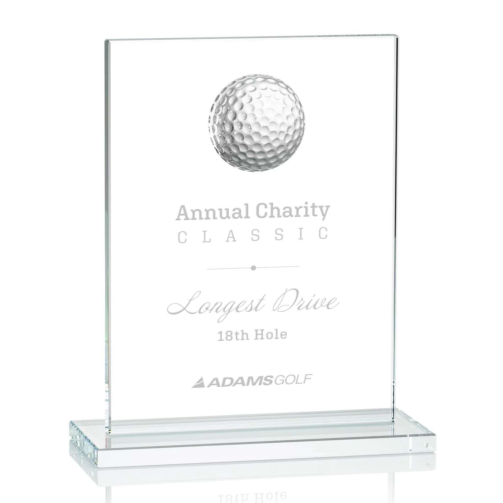 Custom Starfire Crystal Award with 3D Golf Ball on Clear Base for sales achievement awards
