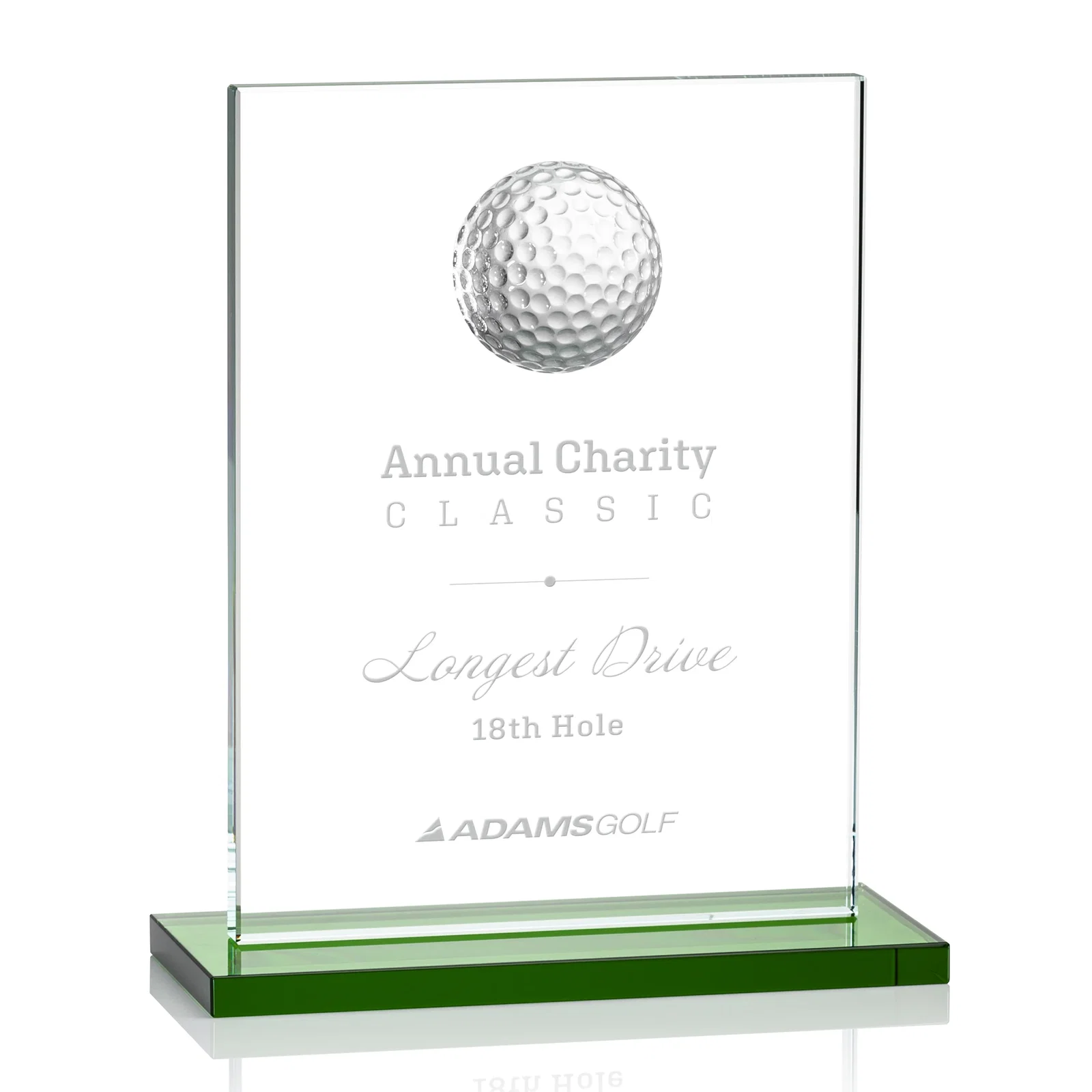 Custom Starfire Crystal Award with 3D Golf Ball on Clear Base for graduation ceremonies