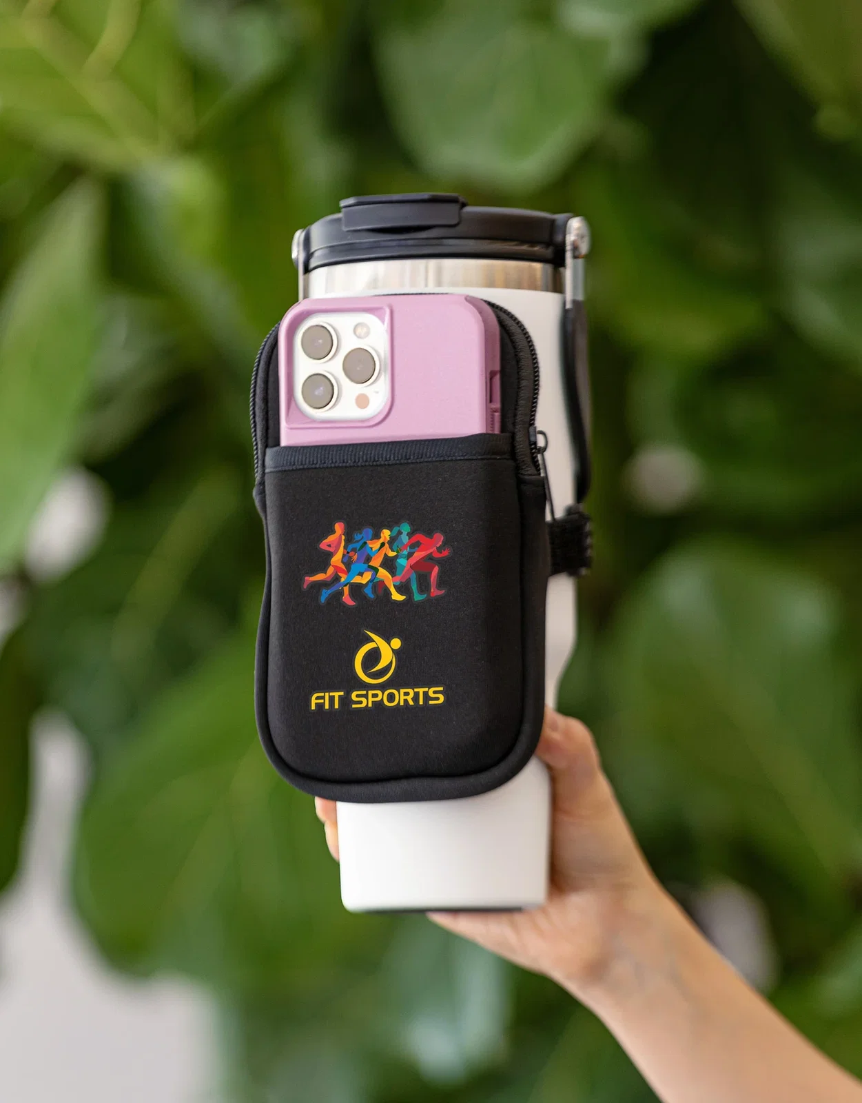 Cup Caddy Zippered Pouch for Large Mugs held in hand