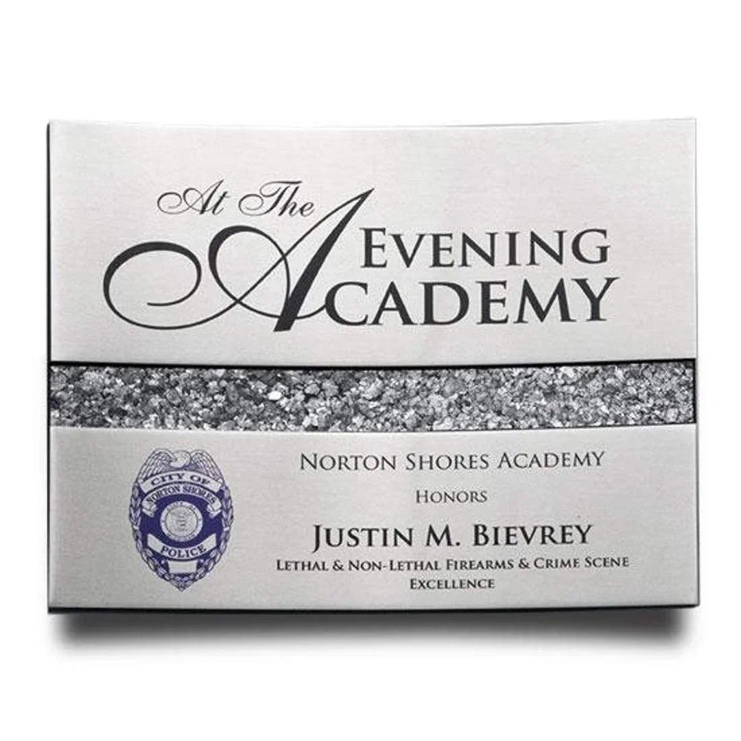 Custom Aluminum Wall Plaque With Curved Gold Or Silver Mica Finish for service anniversary gifts