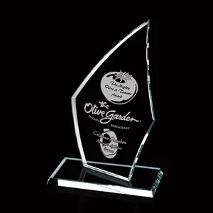 Curved-Back Jade Glass Arrowhead Award, 3/8 Inch Panel