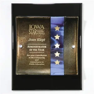 Striped Art Glass Plaque, Slumped And Curved On Silver Risers