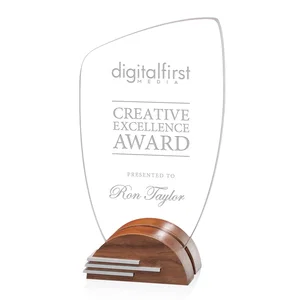 Curved Starfire Award on Black Walnut with Aluminum Inserts