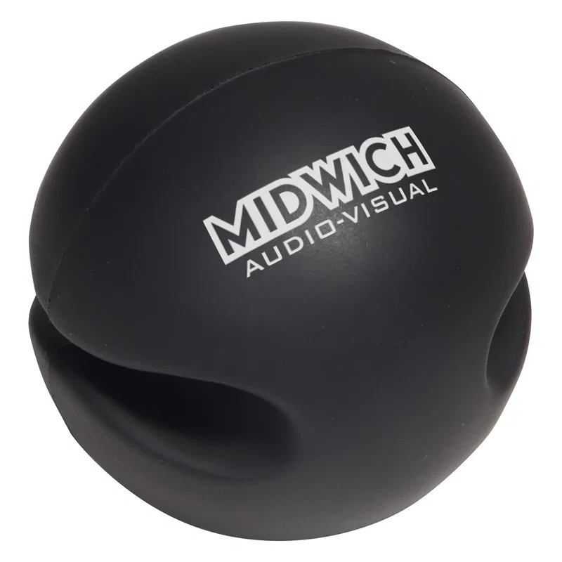 Custom Cushy Earbud Keeper Stress Reliever, front view of the branded stress ball