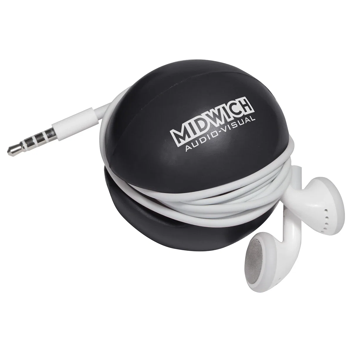 Cushy Earbud Keeper Stress Reliever opened to show the earbud storage pouch in use