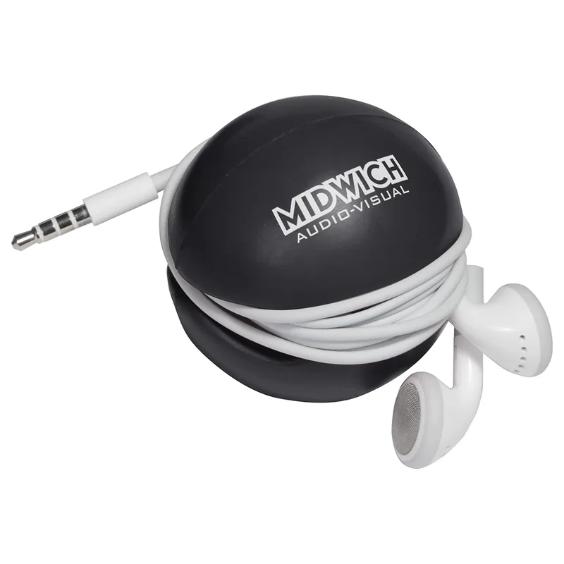 Cushy Earbud Keeper Stress Reliever opened to show the earbud storage pouch in use