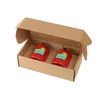 10oz. Stainless Steel Low Ball Glasses Gift Box Set in Brick Red