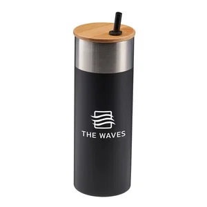 20 oz. Stainless Steel Tumbler with Bamboo Lid & Straw