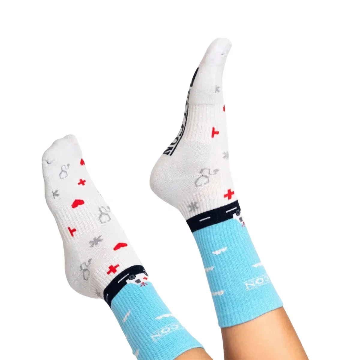 Custom Socks, front view of Style 2 branded promotional socks