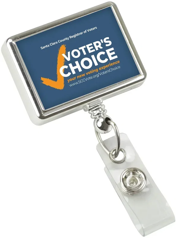 Branded Custom Chrome Badge Reel (Rectangular Shape) - Pack of 100 — view 2