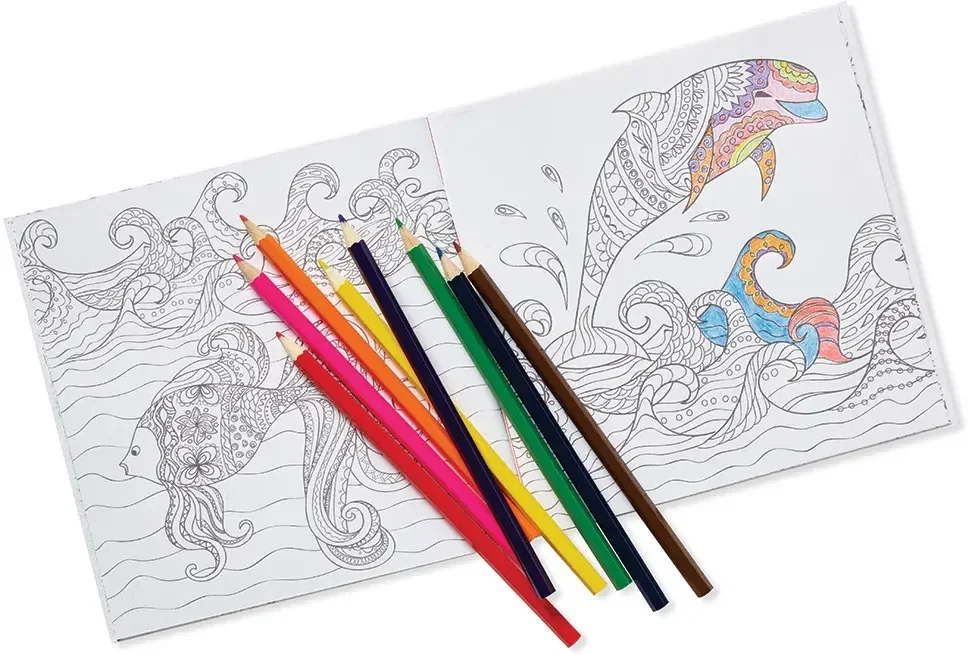 Custom Cover Deluxe 7"x7" Adult Coloring Book & 8 Color Pencil Set — view 4