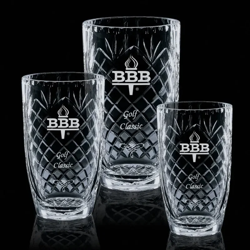 Custom Decorative Crystal Medallion Vase β view 1