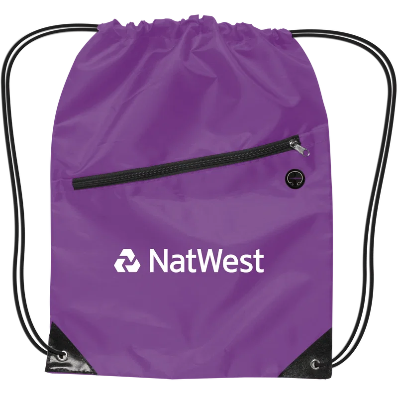 Drawstring Backpack w/Zipper — view 3