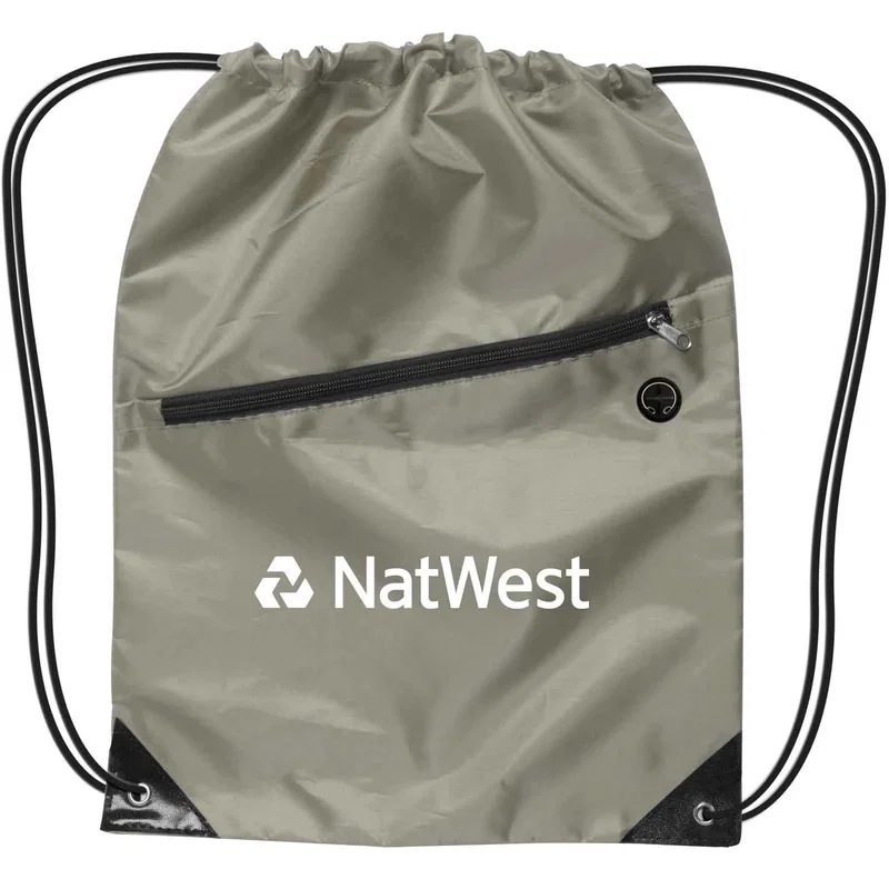 Drawstring Backpack w/Zipper — view 5