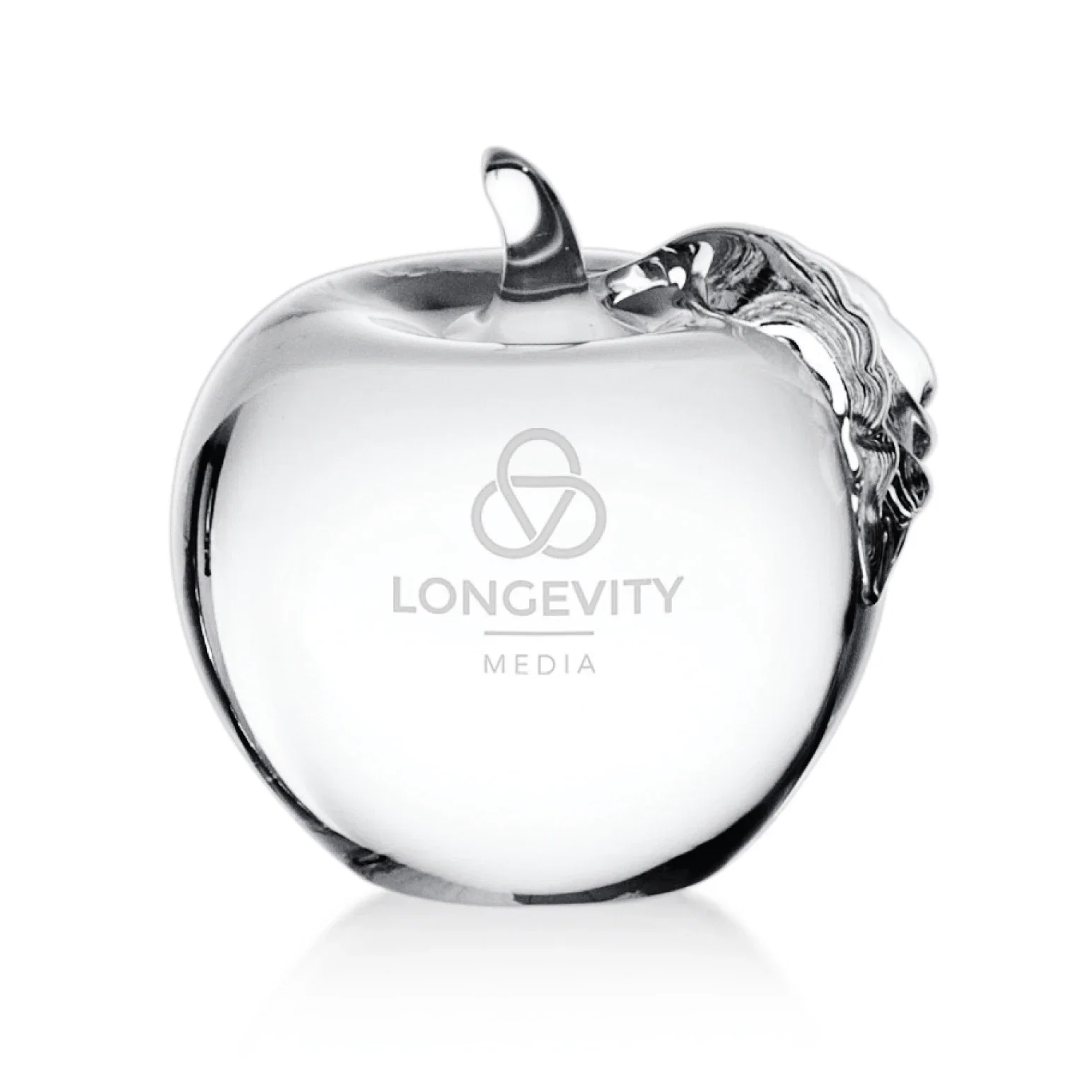 Customizable Glass Apple Paperweight with Etching — view 3