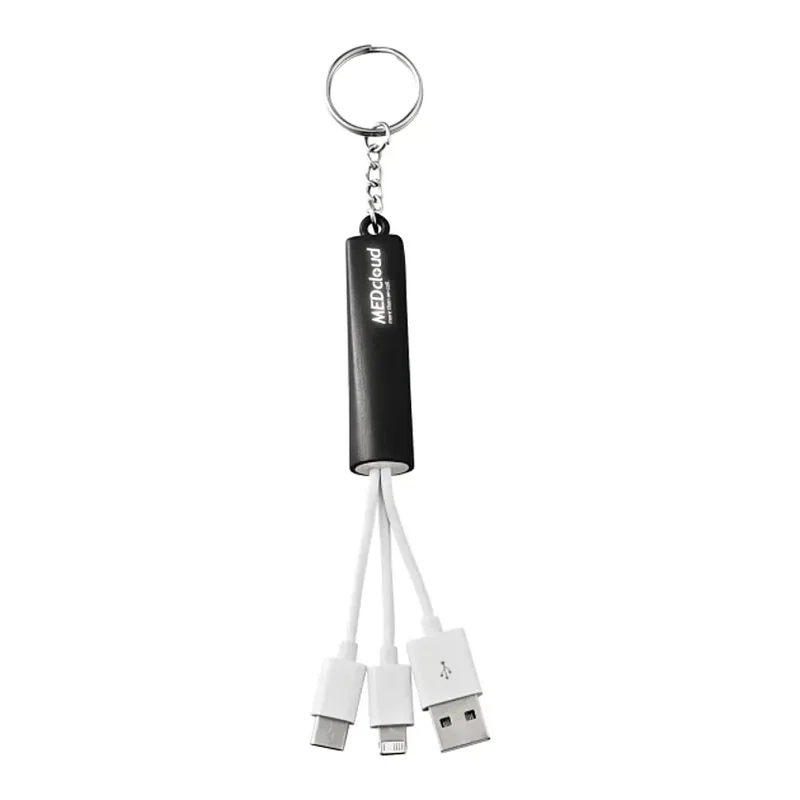 Custom Light Up Logo 3-in-1 Charging Cable with Keychain — view 11