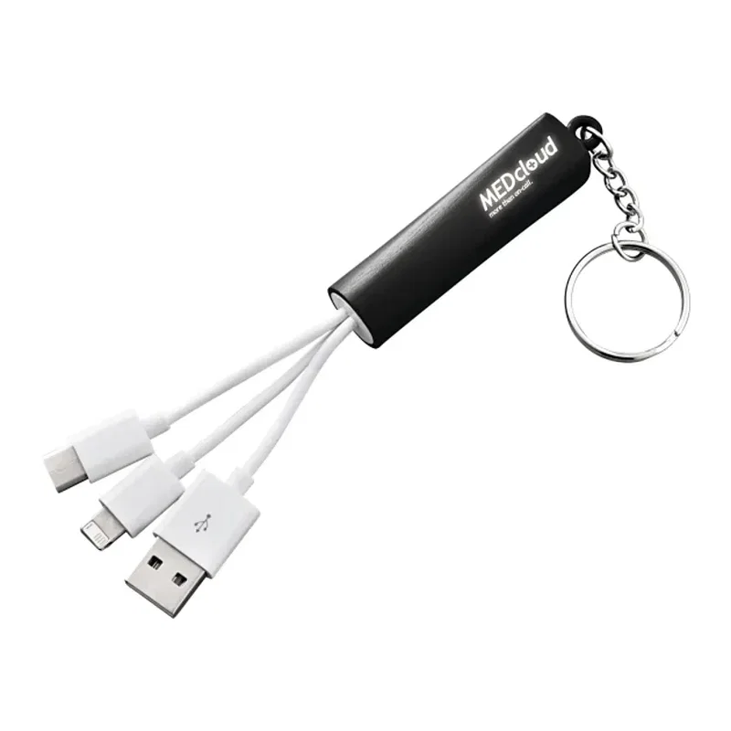 Custom Light Up Logo 3-in-1 Charging Cable with Keychain — view 12