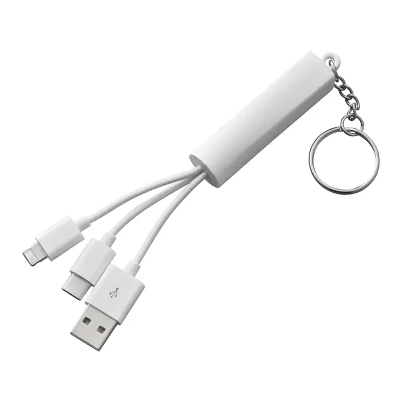 Custom Light Up Logo 3-in-1 Charging Cable with Keychain — view 2