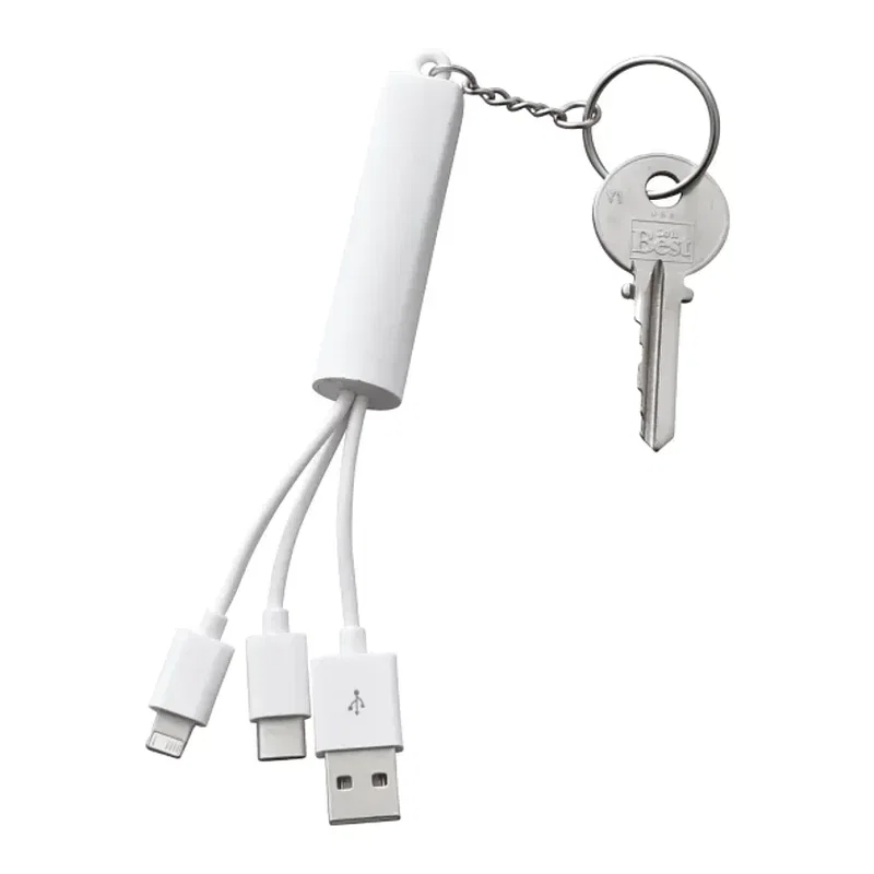 Custom Light Up Logo 3-in-1 Charging Cable with Keychain — view 3