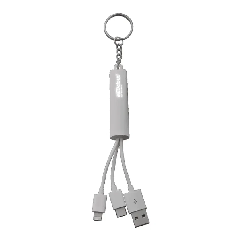 Custom Light Up Logo 3-in-1 Charging Cable with Keychain — view 6