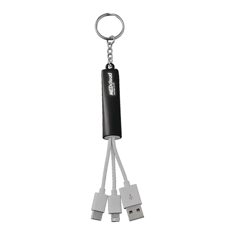 Custom Light Up Logo 3-in-1 Charging Cable with Keychain — view 7