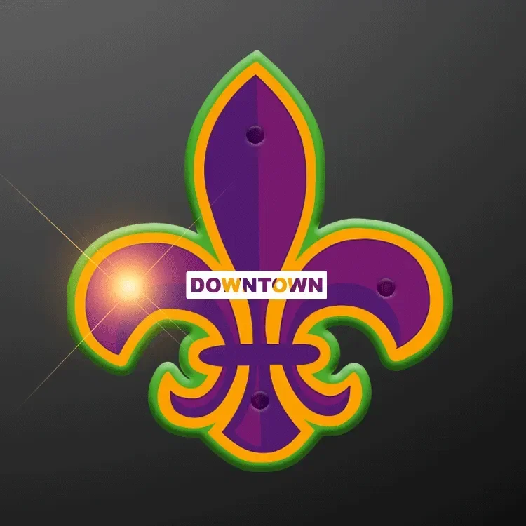 Mardi Gras Fleur De Lis Blinking LED Pin — view 2
